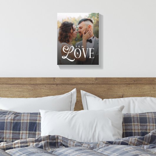 Moderne Liebe Benutzerdefinierte Hochzeitsfoto-Paa Leinwanddruck (Insitu (Schlafzimmer))