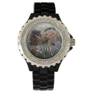Moderne Liebe Benutzerdefiniertes Hochzeitsfoto Pa Armbanduhr