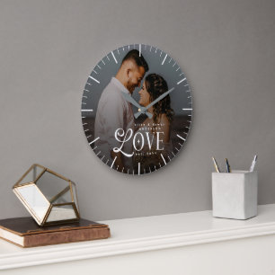 Moderne Liebe Benutzerdefiniertes Hochzeitsfoto Pa Große Wanduhr
