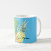 Moderne Liebe Blaue Ananas und Kakteen Kakteen Kak Kaffeetasse (VorderseiteRechts)