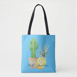 Moderne Liebe Blaue Ananas und Kakteen Tasche
