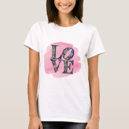 Moderne LIEBE Blumenbasis T - Shirt