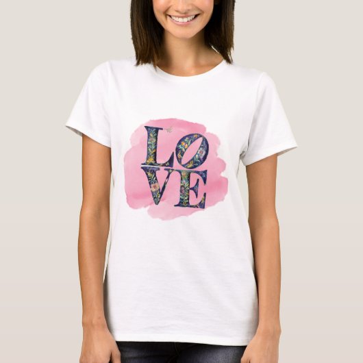 Moderne LIEBE Blumenbasis T - Shirt (Vorderseite)