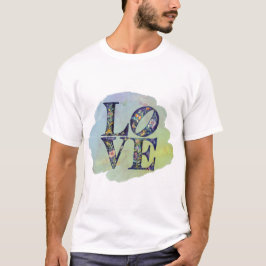 Moderne LIEBE Blütenblüte Männer Grundlegende T - T-Shirt