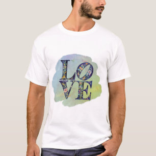 Moderne LIEBE Blütenblüte Männer Grundlegende T - T-Shirt
