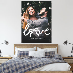 Moderne Liebe Bow Typografie Paar Benutzerdefinier Leinwanddruck
