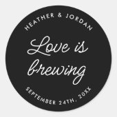 Moderne Liebe bricht Hochzeitscoffee-Lieblinge Runder Aufkleber (Vorderseite)