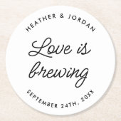 Moderne Liebe bricht Hochzeitsempfang Runder Pappuntersetzer (Vorderseite)