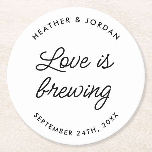 Moderne Liebe bricht Hochzeitsempfang Runder Pappuntersetzer (Vorderseite)