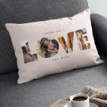 Moderne LIEBE Collage Cutout Valentinstag Lumbar Lendenkissen<br><div class="desc">JEDEN TAG LIEBE ICH IHNEN MEHR. Großartiges Geschenk für den Valentinstag,  die Anniversaries oder für Neugeborene: Dieses moderne Foto-Collage-Kissen ist leicht zu gestalten mit Ihren 4 Lieblings-Fotos in der minimalistischen LIEBE Ausschnitt Typografie Design.Die Formulierung rund um das Wort LIEBE kann personalisiert sein.</div>
