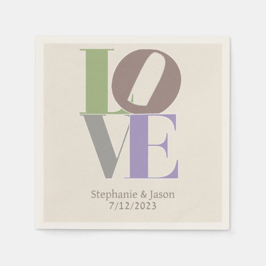 Moderne Liebe Custom Wedding Serviette (Vorderseite)