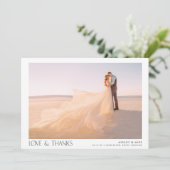 Moderne Liebe & Dank 2 Foto Hochzeit Dankeskarte (Stehend Vorderseite)