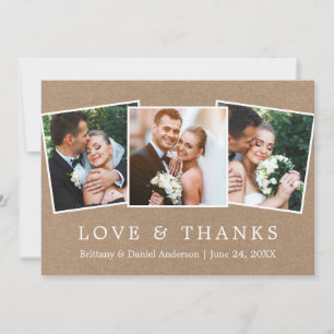 Moderne Liebe dank 3 Foto Wedding Kraft Dankeskarte