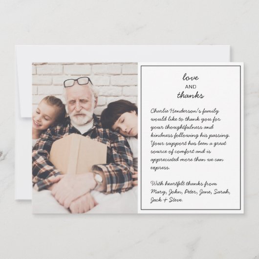Moderne Liebe & Dank 6-Foto-Beerdigung/Bereavement Dankeskarte (Rückseite)