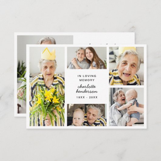 Moderne Liebe & dank 6-Foto-Beileid Dankeskarte (Vorne/Hinten)