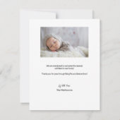 Moderne Liebe & Dank Baby Foto Grid Birth Stat Dankeskarte (Rückseite)