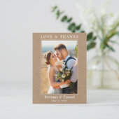 Moderne Liebe dank Foto Wedding Kraft Postkarte (Stehend Vorderseite)