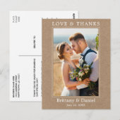 Moderne Liebe dank Foto Wedding Kraft Postkarte (Vorne/Hinten)