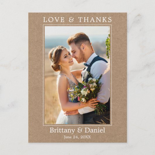 Moderne Liebe dank Foto Wedding Kraft Postkarte (Vorderseite)
