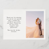 Moderne Liebe & Danke 2 Foto Wedding Vielen Dank Folieneinladung (Rückseite)