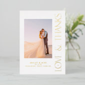 Moderne Liebe & Danke 2 Foto Wedding Vielen Dank Folieneinladung (Stehend vorne)