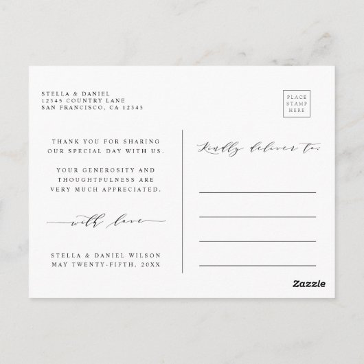 Moderne Liebe & Danke 4 Foto Wedding Vielen Dank Postkarte (Rückseite)