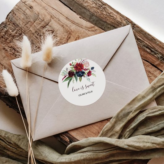 Moderne Liebe der Burgunder Marine ist eine süße H Runder Aufkleber