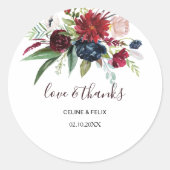 Moderne Liebe der burgundischen Marine und dank Ho Runder Aufkleber (Vorderseite)