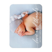 Moderne Liebe der Kalligraphie und dank Baby Foto Magnet (Vertikal)