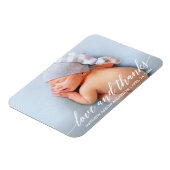 Moderne Liebe der Kalligraphie und dank Baby Foto Magnet (Linke Seite)