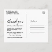 Moderne Liebe der Kalligraphie und dank Baby Foto Postkarte (Rückseite)