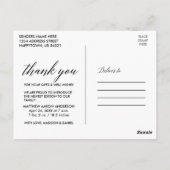 Moderne Liebe der Kalligraphie und dank Baby Foto Postkarte (Rückseite)