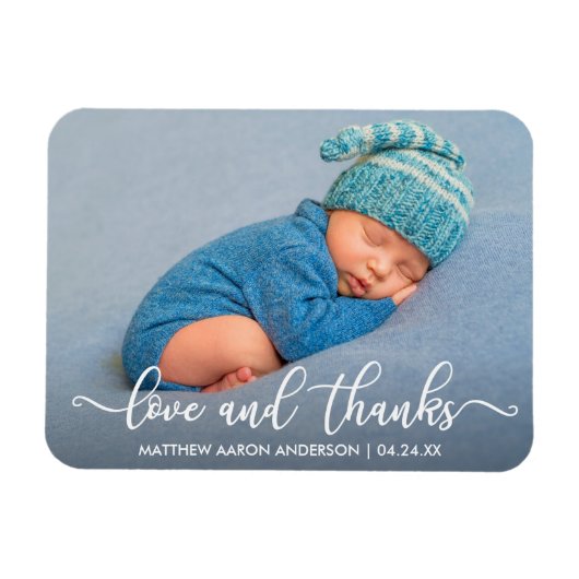 Moderne Liebe der Kalligraphie und Danke Baby Magnet (Horizontal)