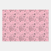 Moderne Liebe Doodles Niedlich Rosa und Schwarze H Geschenkpapier Set (Vorderseite)