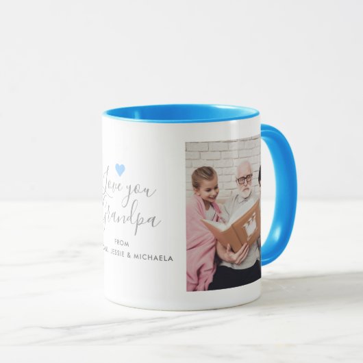 Moderne "Liebe du Opa" 2-Foto Tasse (VorderseiteRechts)