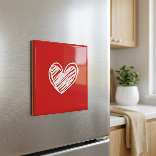 Moderne Liebe Elegantes Weiß und Rot Romantisches Magnet
