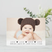 Moderne Liebe Foto Collage Birth Ankündigung (Stehend Vorderseite)