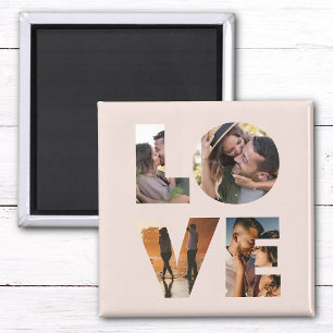 Moderne LIEBE Foto Collage Cutout Valentinstag Magnet