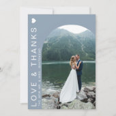 Moderne Liebe Foto Collage Dusty Blue Dankeskarte (Vorderseite)