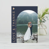 Moderne Liebe Foto Collage Navy Blue Dankeskarte (Stehend Vorderseite)