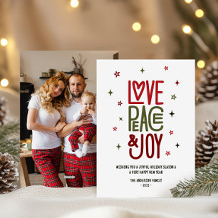 Moderne Liebe Frieden & Freude Foto Weihnachten /