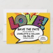 Moderne Liebe Fun Comic Hochzeit Save The Date (Vorderseite)