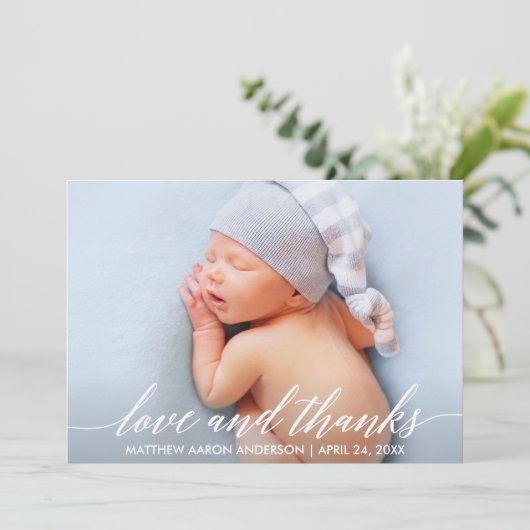 Moderne Liebe für Kalligrafie und Dankeschön Baby Dankeskarte (Stehend Vorderseite)