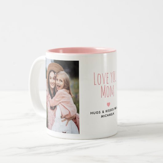 Moderne Liebe für Mama 2 Fotos und persönliche Nac Zweifarbige Tasse (Vorderseite Links)