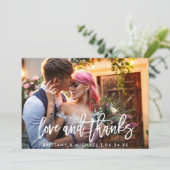 Moderne Liebe für Pinsel dank Foto Hochzeit Dankeskarte (Stehend Vorderseite)