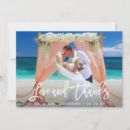 Moderne Liebe für Pinselskripte und Dank für Hochz Dankeskarte