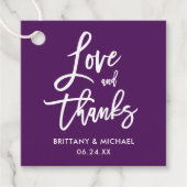 Moderne Liebe für Pinselskripte und Dank Hochzeit Geschenkanhänger (Vorderseite)