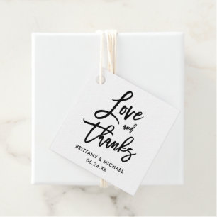 Moderne Liebe für Pinselskripte und Dank Hochzeit Geschenkanhänger