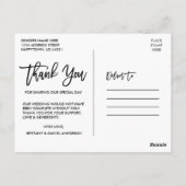 Moderne Liebe für Pinselskripte und dank Wedding K Postkarte (Rückseite)