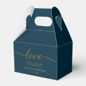 Moderne Liebe Gold Script Navy Blue Wedding Geschenkschachtel (Rückseite)